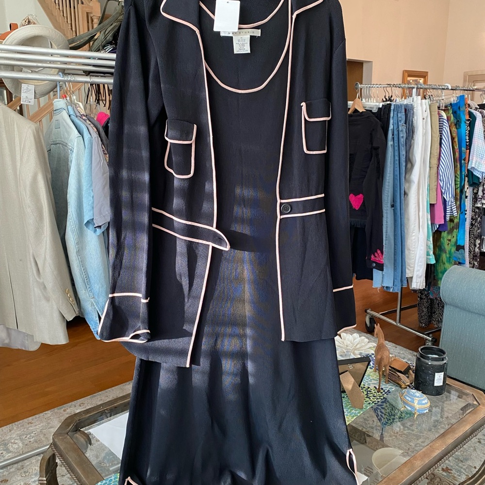 Max Studio Black Dress with Pink Accents